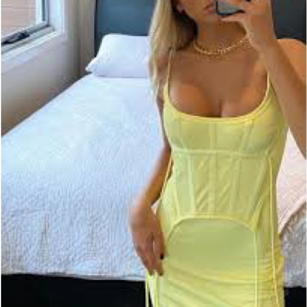 Dion Lee silk jersey corset dress in lemon